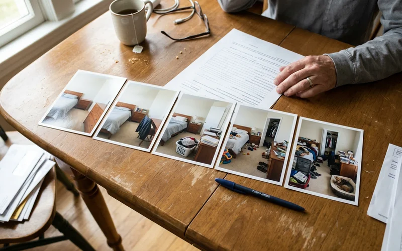A visual scale showing progression from light clutter to severe hoarding