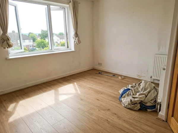 A restored bedroom after decomposition remediation